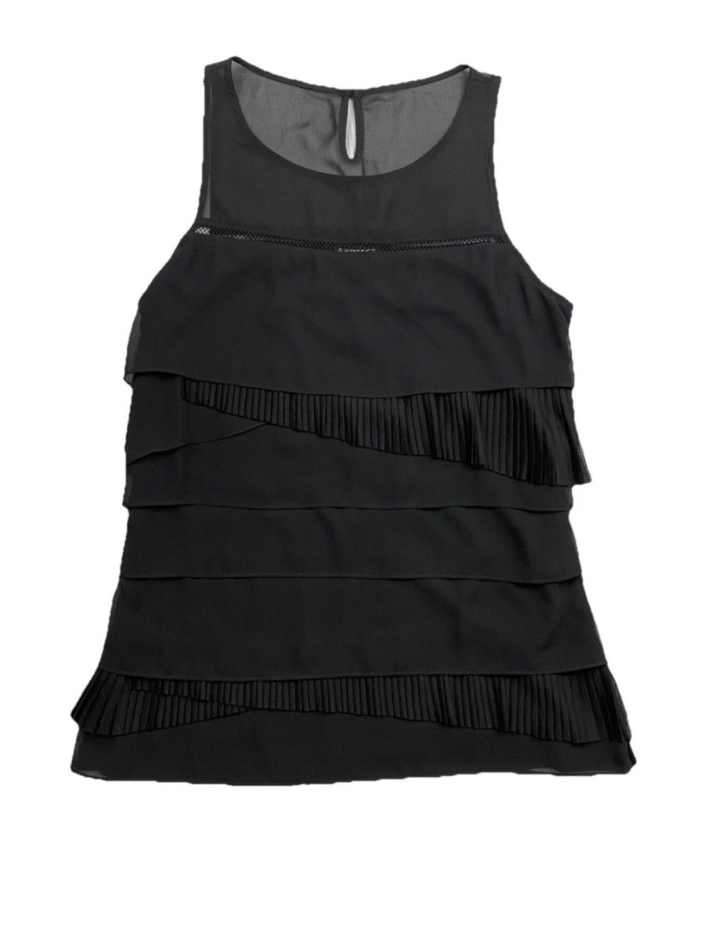 Express Black Tiered Ruffle Sleeveless Blouse small